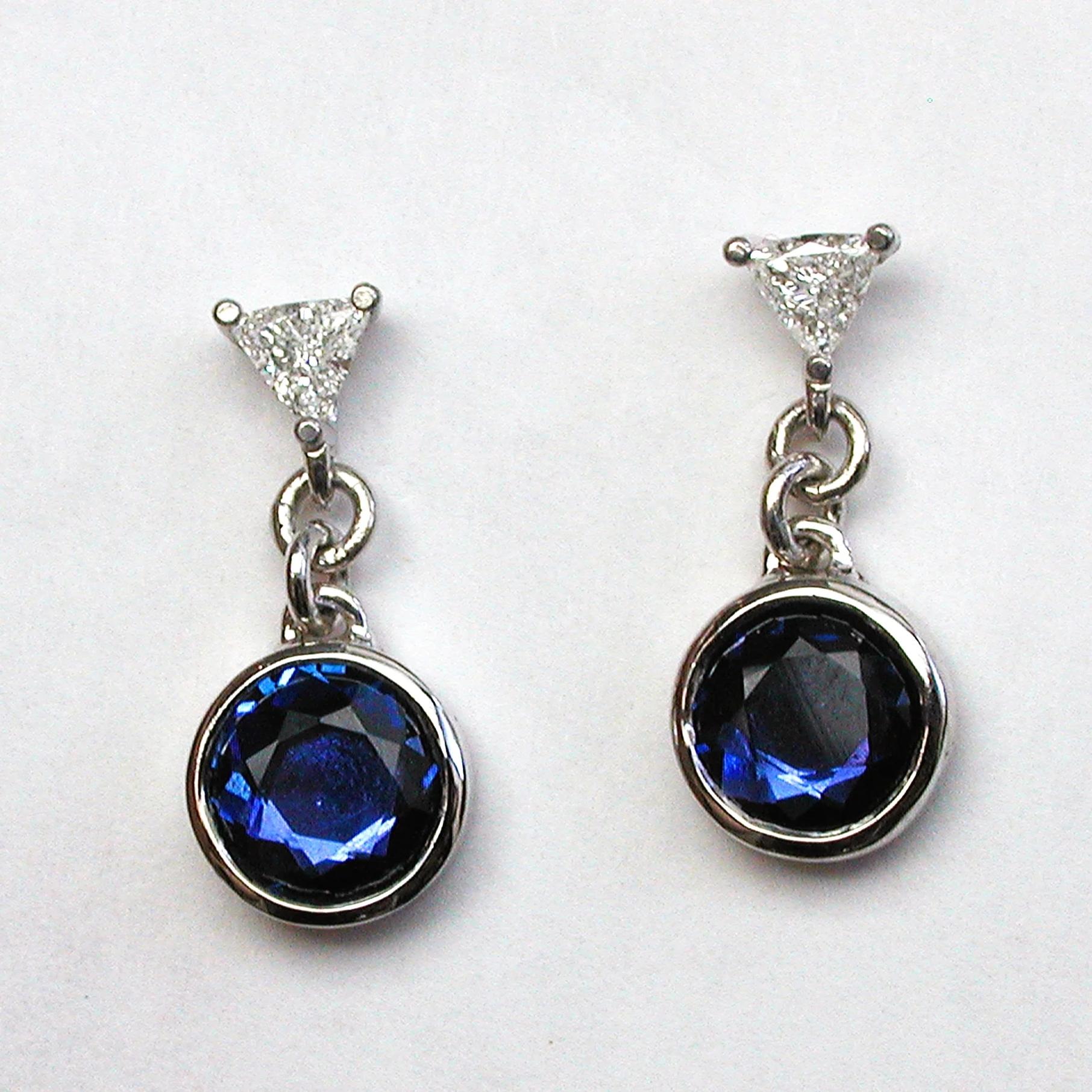 Yogo Sapphire & Natural Diamond Earrings