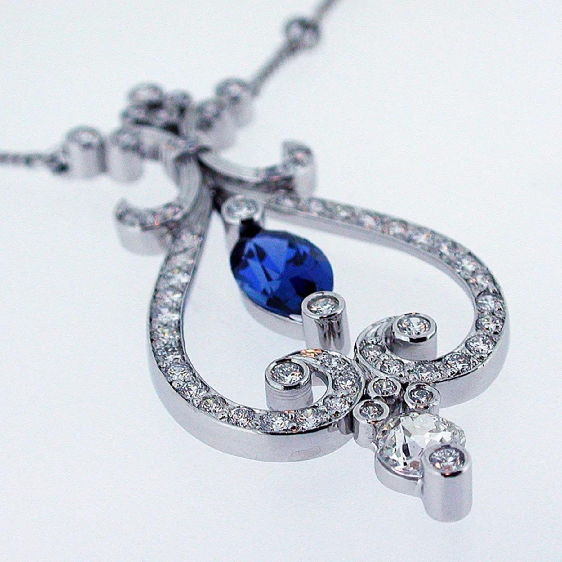 Platinum and Yogo Sapphire Pendant