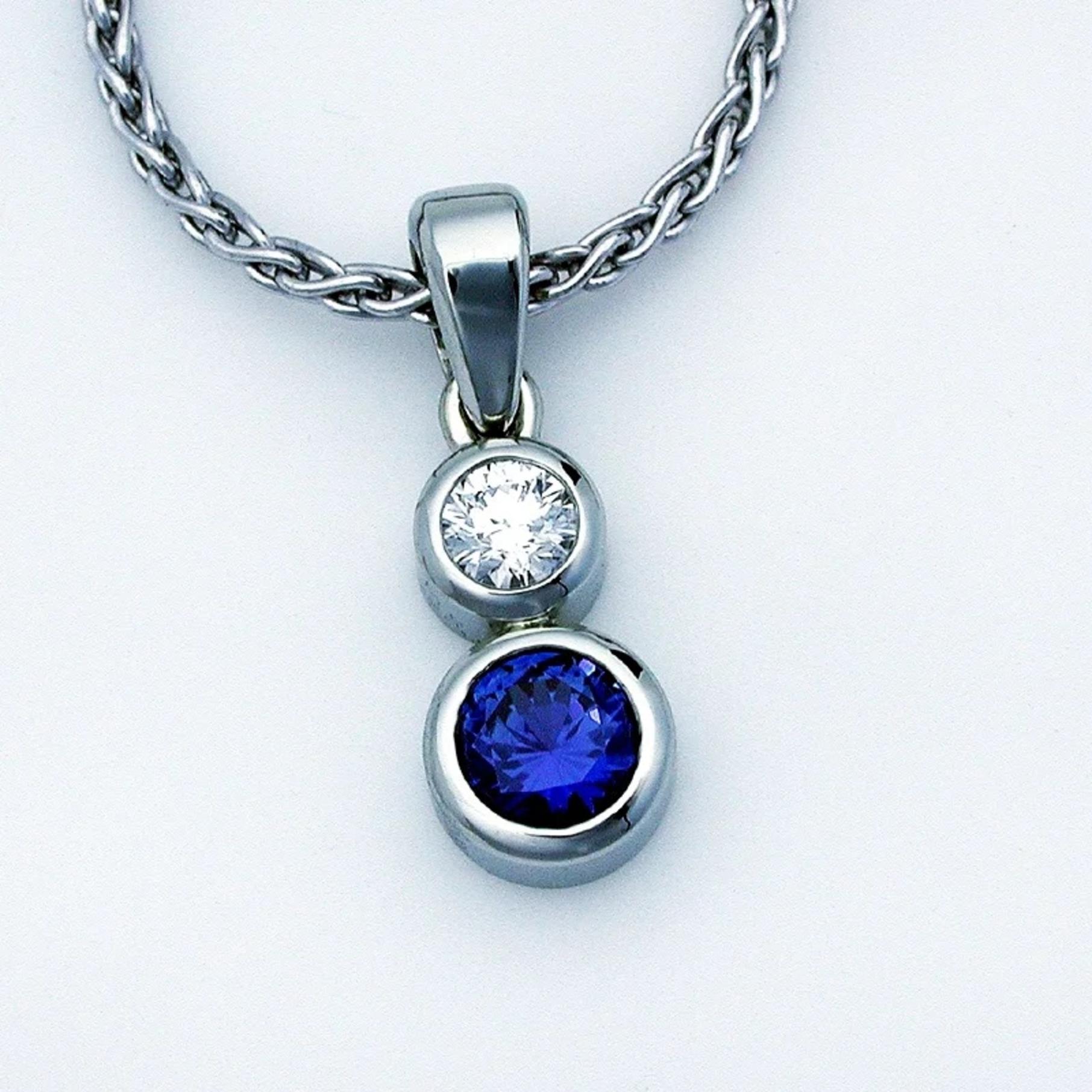 Yogo Sapphire and Diamond Pendant