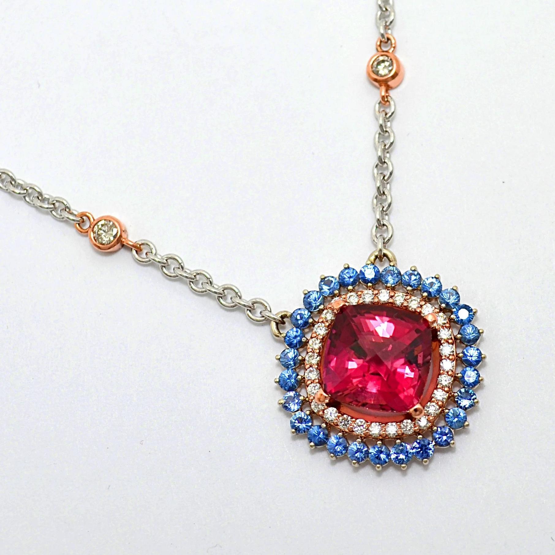Sapphire, Ruby, and Diamond Pendant