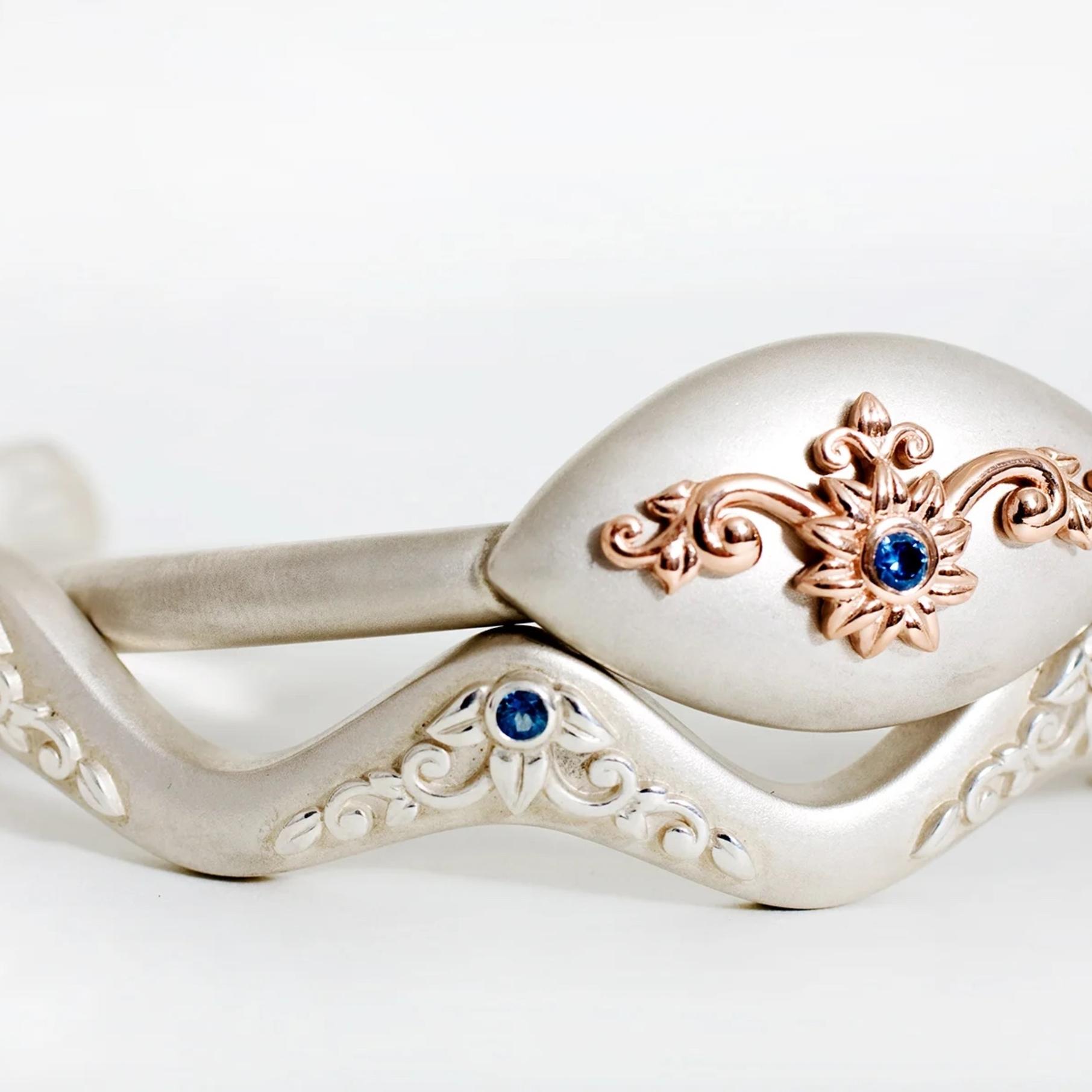 Platinum, Copper, and Yogo Sapphire Bracelet