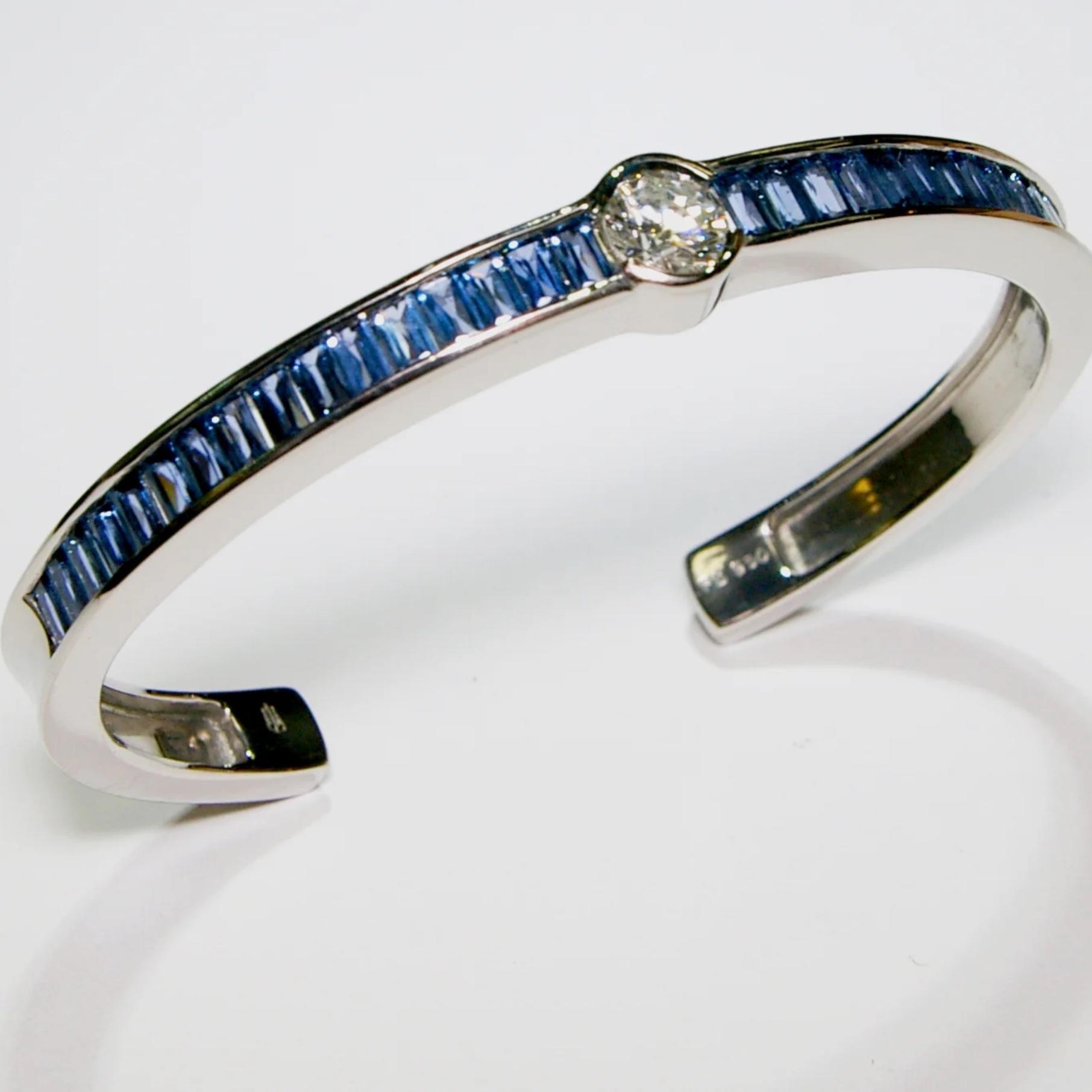 Yogo Sapphire, Diamond, and Platinum Bracelet