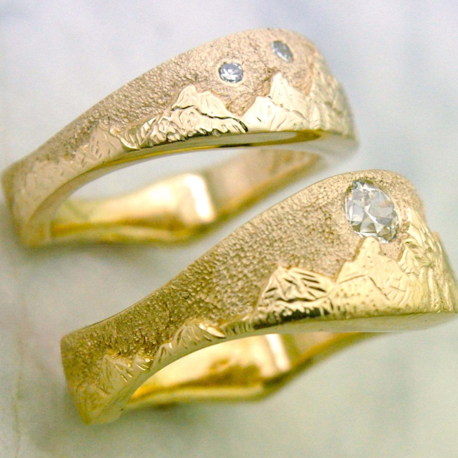 His & Hers Mountain Wedding Bands