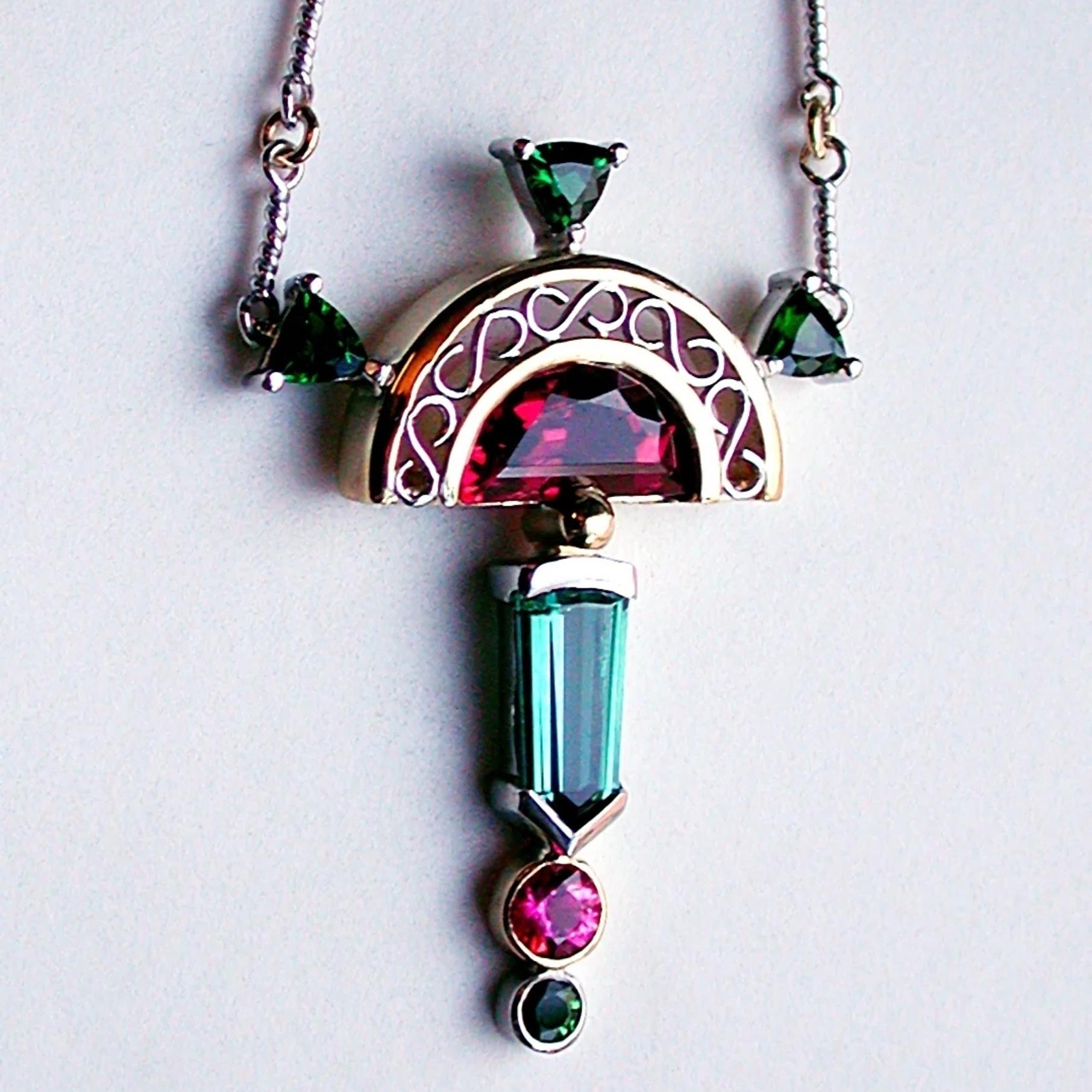 Emerald, Ruby, and Gold Pendant