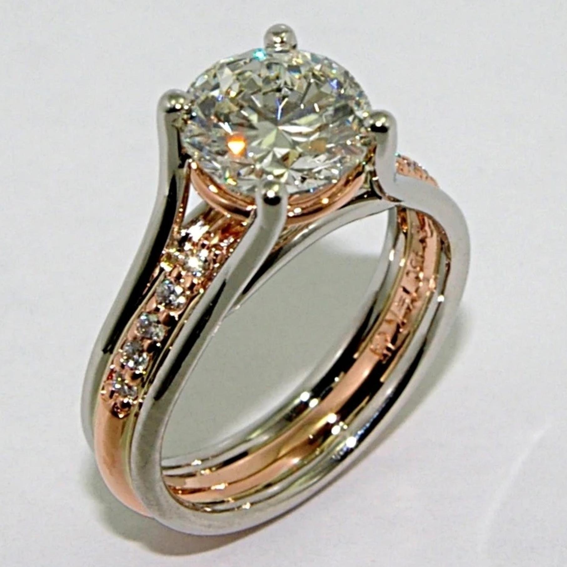 Rose Gold, Platinum, and Diamond Engagement Ring