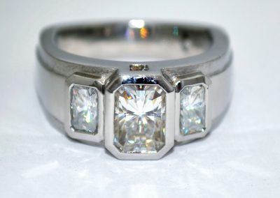 Custom 3 stone engagement ring , palladium