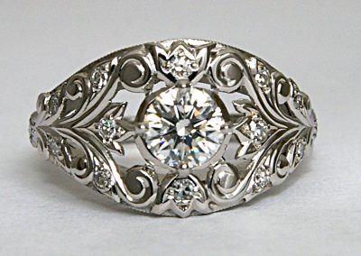 .50ct diamond filigree ring, vintage style, engagement ring, handcrafted in platinum