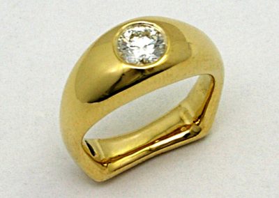 .75ct flush set engagement ring 18k gold